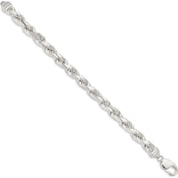 Sterling Silver 7.8mm Diamond-Cut Rope Chain - 9" Length by Lumare Gioia