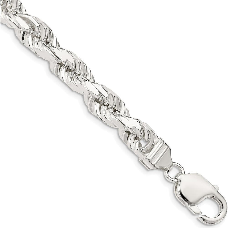 Sterling Silver 7.8mm Diamond-Cut Rope Chain Anklet with Lobster Clasp - 10" Length by Lumare Gioia