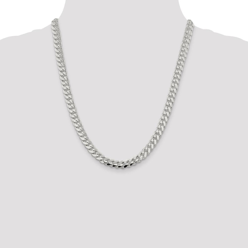 Sterling Silver 7.8mm Polished Domed Curb Chain - 22 Inches by Lumare Gioia