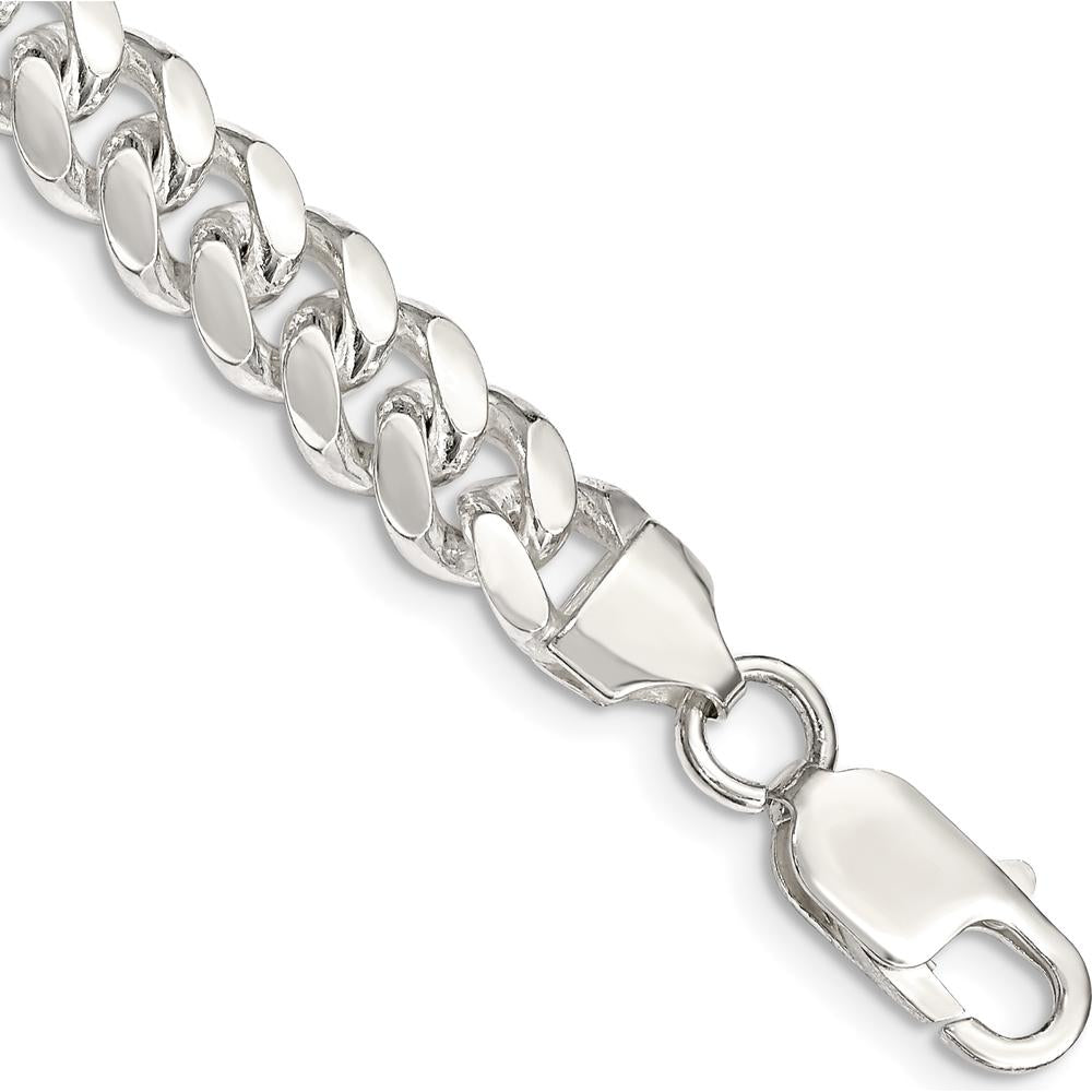 Sterling Silver 7.8mm Polished Domed Curb Chain Anklet - 10 Inches Length by Lumare Gioia