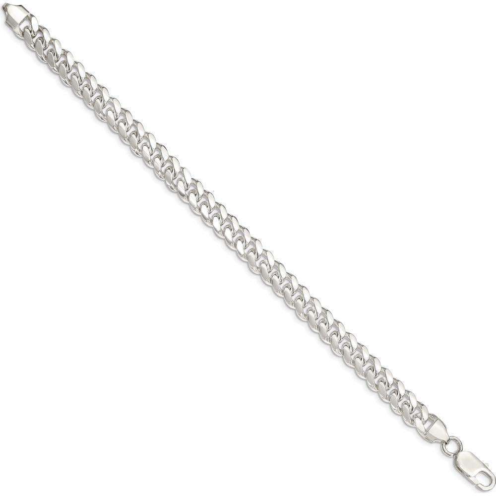 Sterling Silver 7.8mm Polished Domed Curb Chain Bracelet - 9" Length by Lumare Gioia