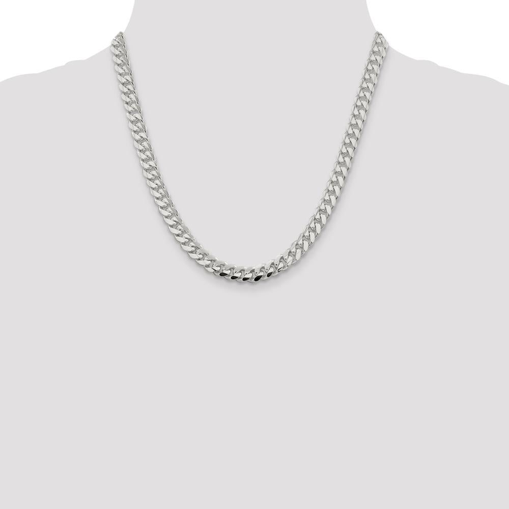 Sterling Silver 7.8mm Polished Domed Curb Chain Necklace - 20 inches by Lumare Gioia