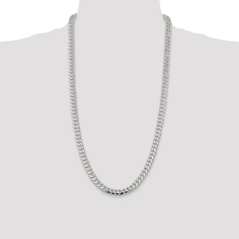 Sterling Silver 7.8mm Polished Domed Curb Chain Necklace - 28" Length by Lumare Gioia