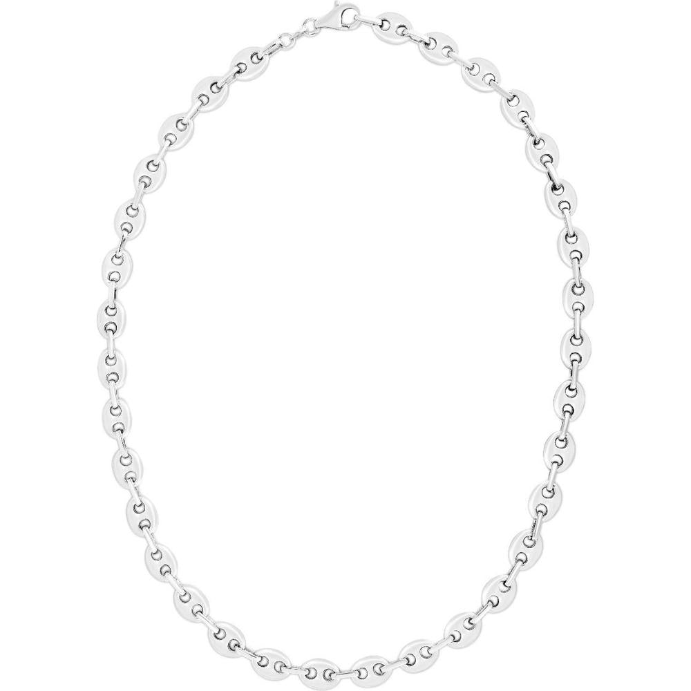 Sterling Silver 7.8mm Puffed Mariner Chain Necklace - 24" by Orozza Fine Jewelry