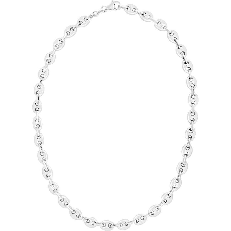 Sterling Silver 7.8mm Puffed Mariner Chain Necklace - 24" by Orozza Fine Jewelry