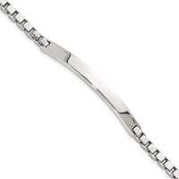 Sterling Silver 7" Polished Box Chain ID Bracelet - Engravable, Unisex by Lumare Gioia