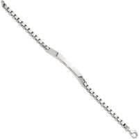 Sterling Silver 7" Polished Box Chain ID Bracelet - Engravable, Unisex by Lumare Gioia