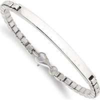 Sterling Silver 7" Polished Box Chain ID Bracelet - Engravable, Unisex by Lumare Gioia
