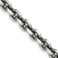Sterling Silver 7mm Antiqued Diamond-Cut Cable Link Chain - 20 inches by Lumare Gioia