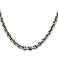 Sterling Silver 7mm Antiqued Diamond-Cut Cable Link Chain - 20 inches by Lumare Gioia