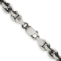 Sterling Silver 7mm Antiqued Diamond-Cut Cable Link Chain - 20 inches by Lumare Gioia