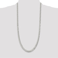 Sterling Silver 7mm Beveled Curb Chain - 30" Length with Lobster Clasp by Lumare Gioia