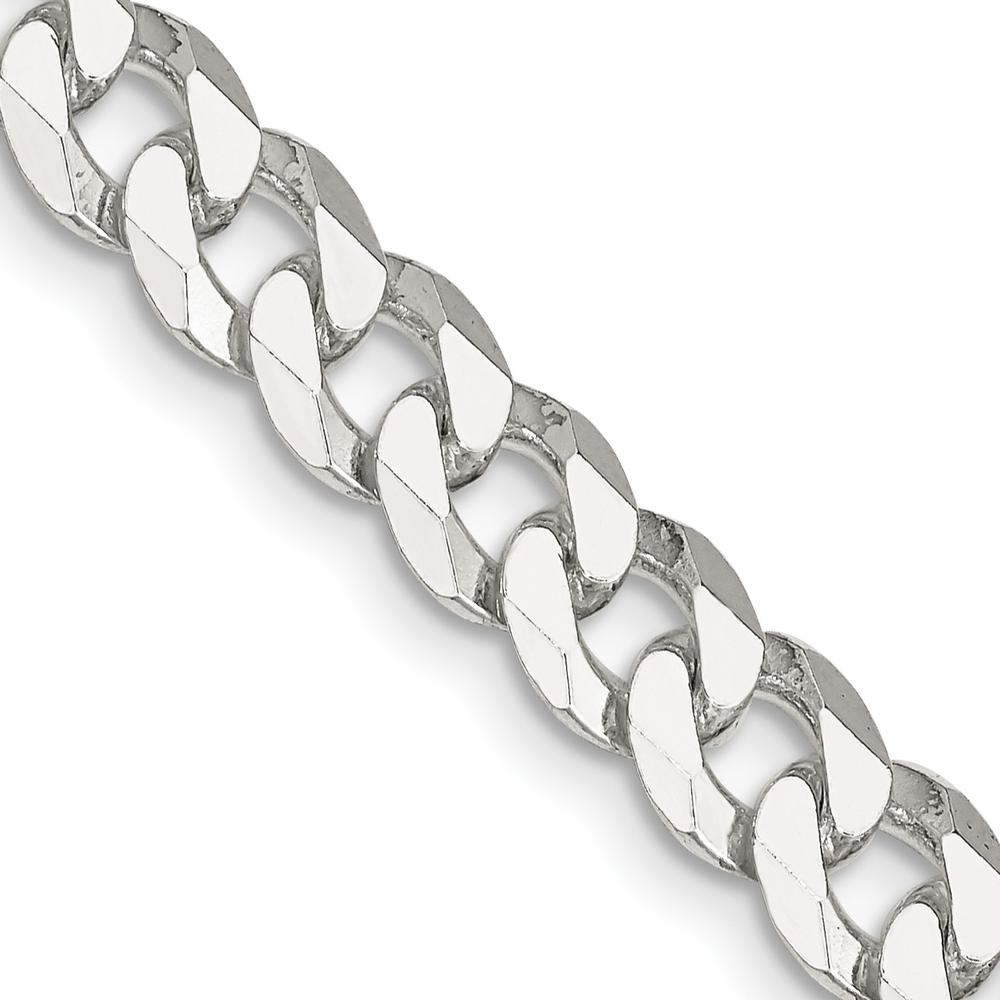 Sterling Silver 7mm Beveled Curb Chain Necklace - 26 inches by Lumare Gioia