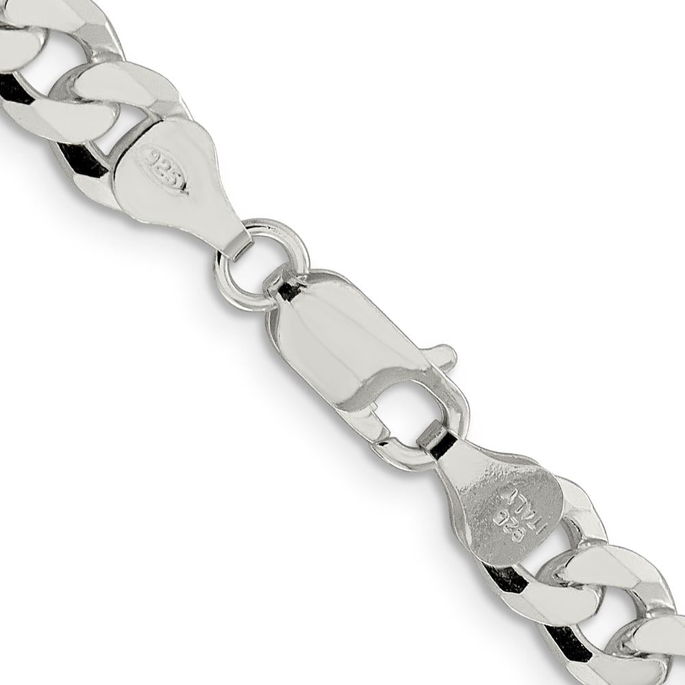 Sterling Silver 7mm Beveled Curb Chain Necklace - 26 inches by Lumare Gioia