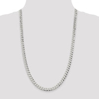 Sterling Silver 7mm Beveled Curb Chain Necklace - 26 inches by Lumare Gioia