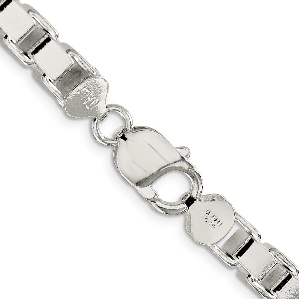 Sterling Silver 7mm Box Chain Necklace - 26 Inches with Lobster Clasp by Lumare Gioia