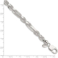 Sterling Silver 7mm Diamond-Cut Figarope Chain Anklet - 9" Length by Lumare Gioia
