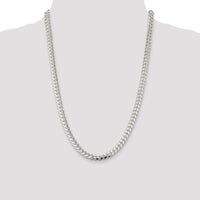 Sterling Silver 7mm Domed Curb Chain Necklace with Diamond-Cut Detail - 24 Inches by Lumare Gioia