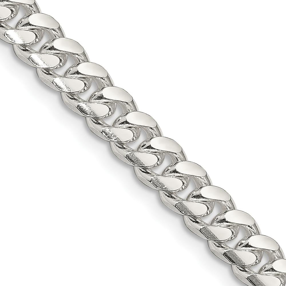 Sterling Silver 7mm Domed Curb Chain Necklace with Diamond-Cut Detailing - 26 Inch Length by Lumare Gioia