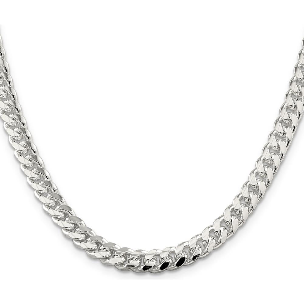 Sterling Silver 7mm Domed Curb Chain Necklace with Diamond-Cut Detailing - 26 Inch Length by Lumare Gioia