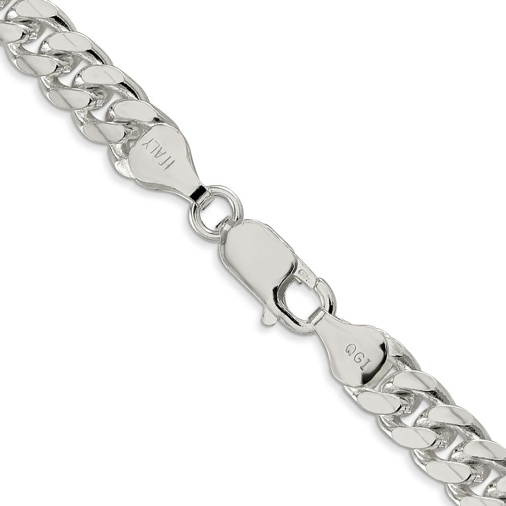 Sterling Silver 7mm Domed Curb Chain Necklace with Diamond-Cut Detailing - 26 Inch Length by Lumare Gioia