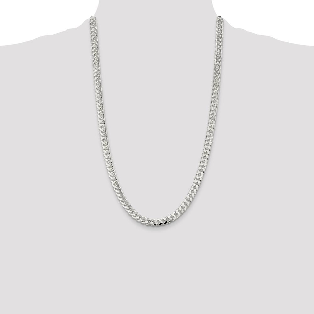 Sterling Silver 7mm Domed Curb Chain Necklace with Diamond-Cut Detailing - 26 Inch Length by Lumare Gioia