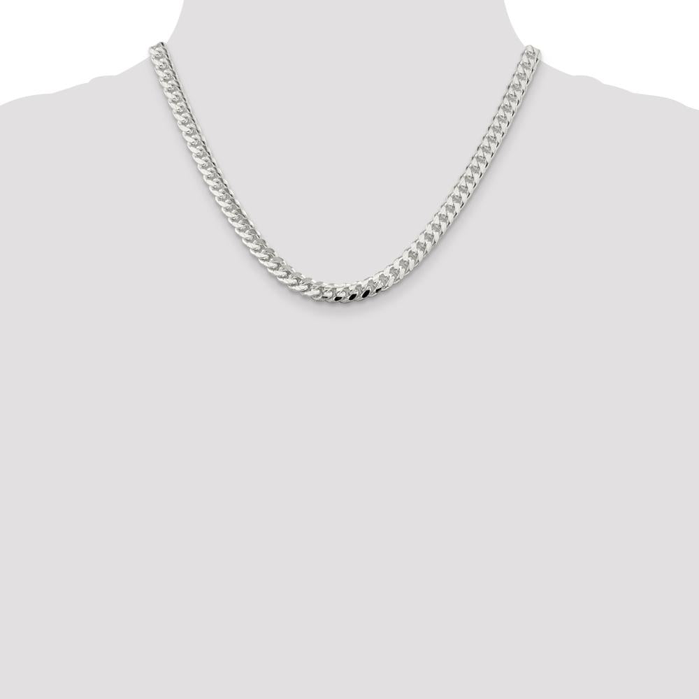 Sterling Silver 7mm Domed Curb Chain with Diamond-Cut Texture - 18 in by Lumare Gioia