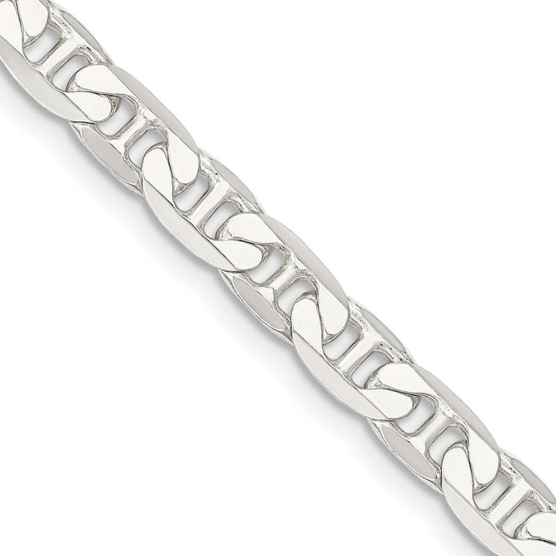 Sterling Silver 7mm Flat Anchor Chain Necklace - 20 Inches by Lumare Gioia