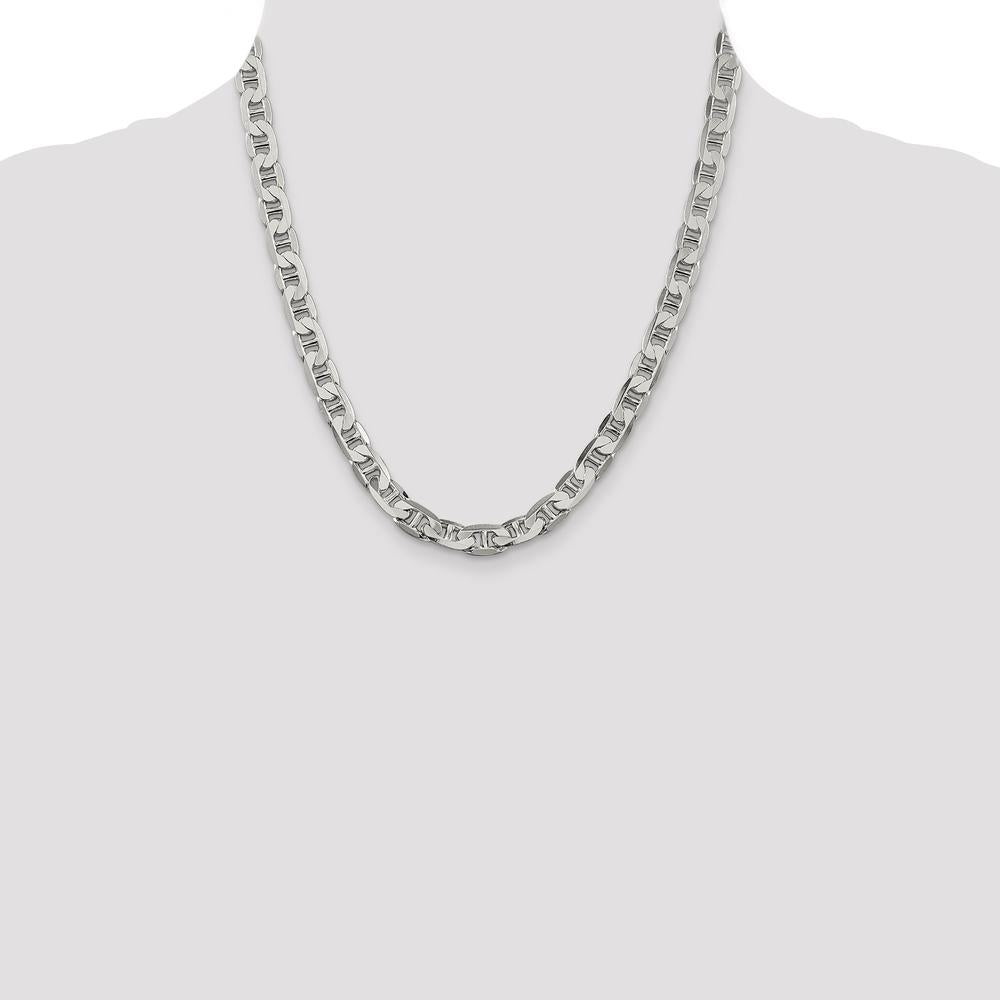 Sterling Silver 7mm Flat Anchor Chain Necklace - 20 Inches by Lumare Gioia