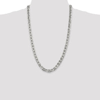 Sterling Silver 7mm Flat Anchor Chain Necklace - 26 inches with Polished Finish and Lobster Clasp by Lumare Gioia