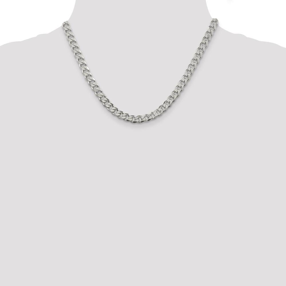 Sterling Silver 7mm Pavé Curb Chain Necklace - 18 Inches by Lumare Gioia