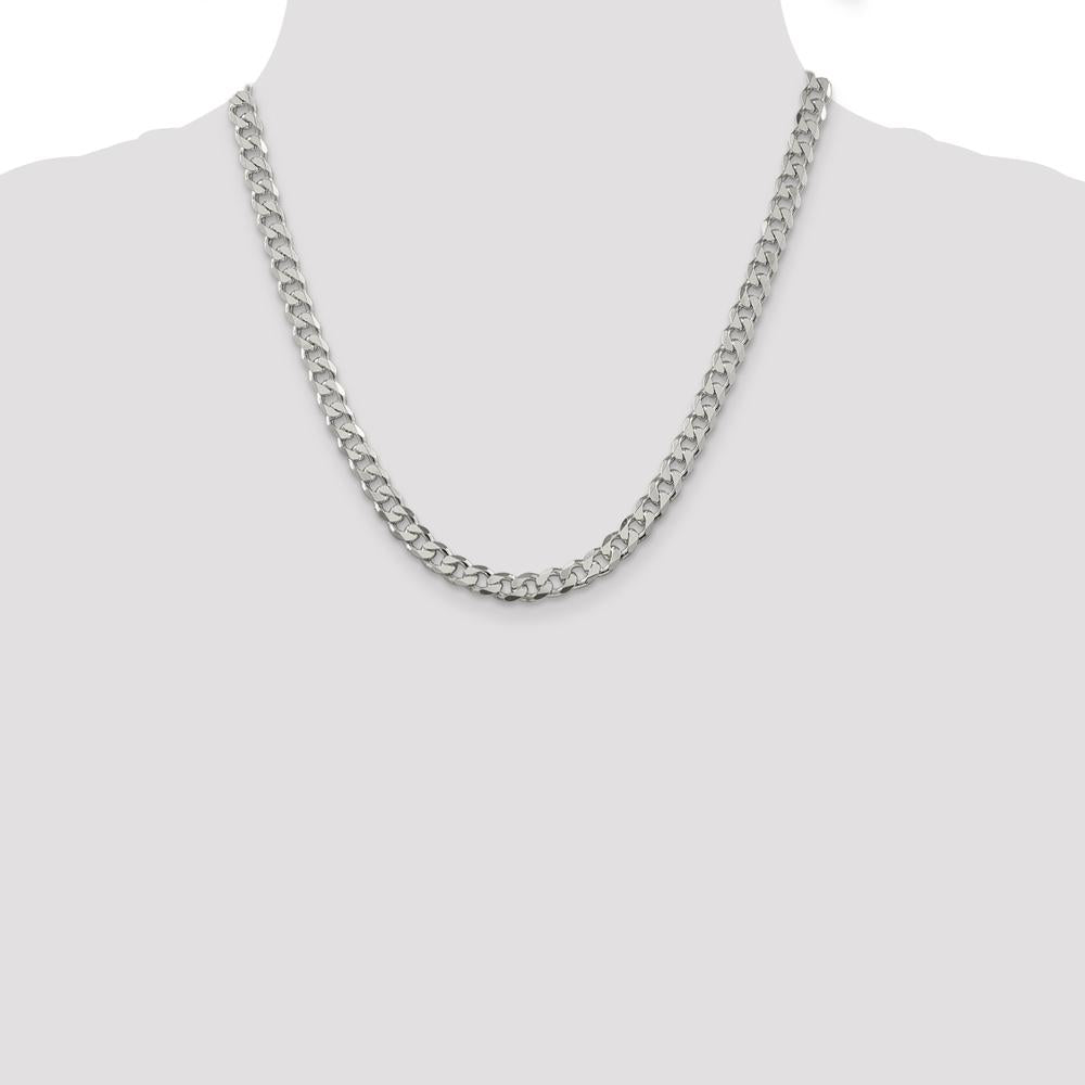 Sterling Silver 7mm Pavé Curb Chain Necklace - 20" by Lumare Gioia