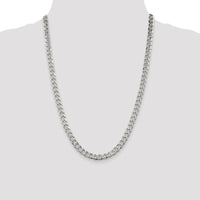 Sterling Silver 7mm Pavé Curb Chain Necklace - 24 Inches by Lumare Gioia