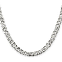 Sterling Silver 7mm Pavé Curb Chain Necklace - 26" Long by Lumare Gioia