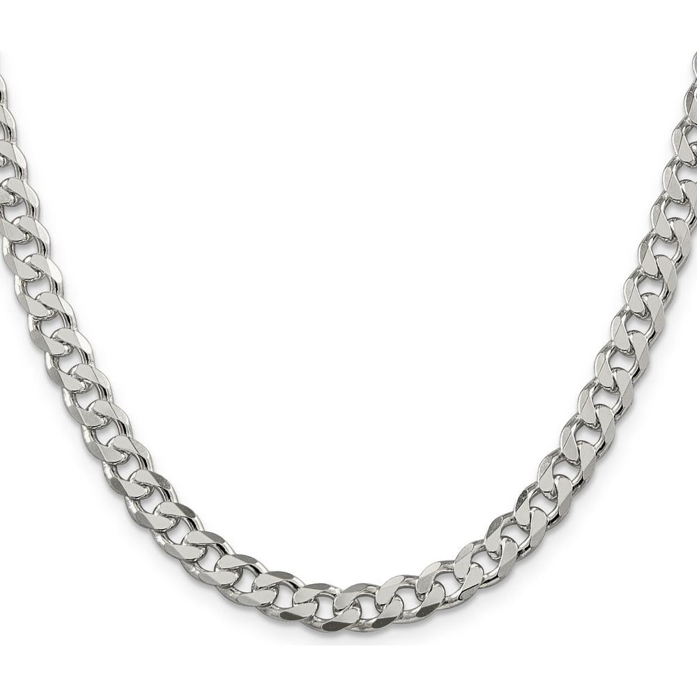 Sterling Silver 7mm Pavé Curb Chain Necklace - 26" Long by Lumare Gioia