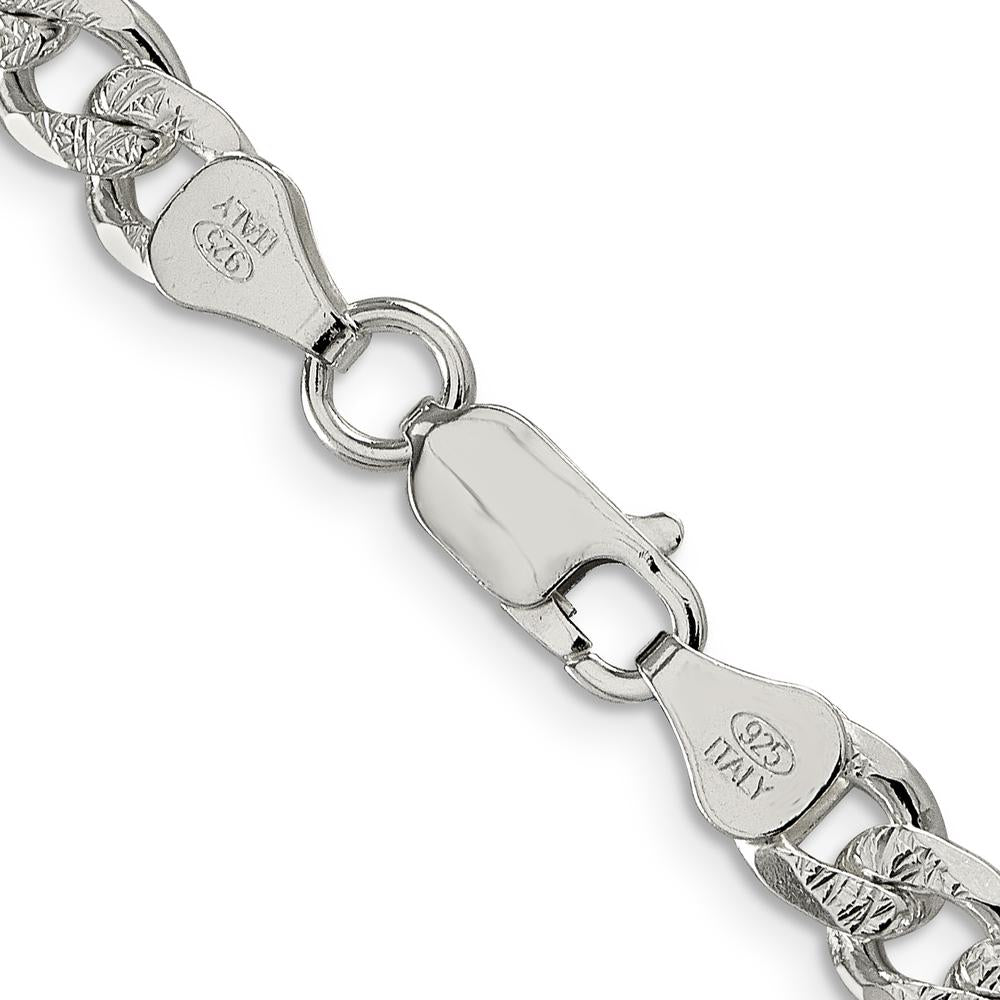 Sterling Silver 7mm Pavé Curb Chain Necklace - 26" Long by Lumare Gioia