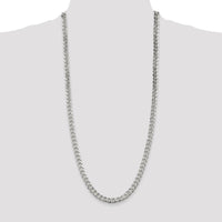 Sterling Silver 7mm Pave Curb Chain Necklace - 30 Inches by Lumare Gioia
