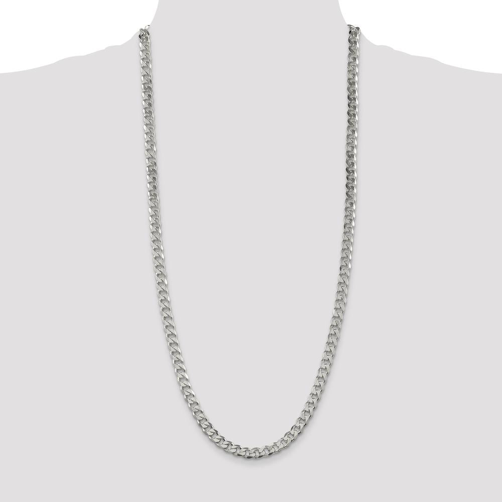 Sterling Silver 7mm Pave Curb Chain Necklace - 30 Inches by Lumare Gioia