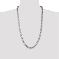 Sterling Silver 7mm Polished Box Chain Necklace - 28 Inches with Lobster Clasp by Lumare Gioia