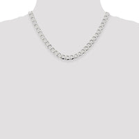 Sterling Silver 8.1mm Semi-Solid Flat Curb Chain Necklace - 18 Inches by Lumare Gioia