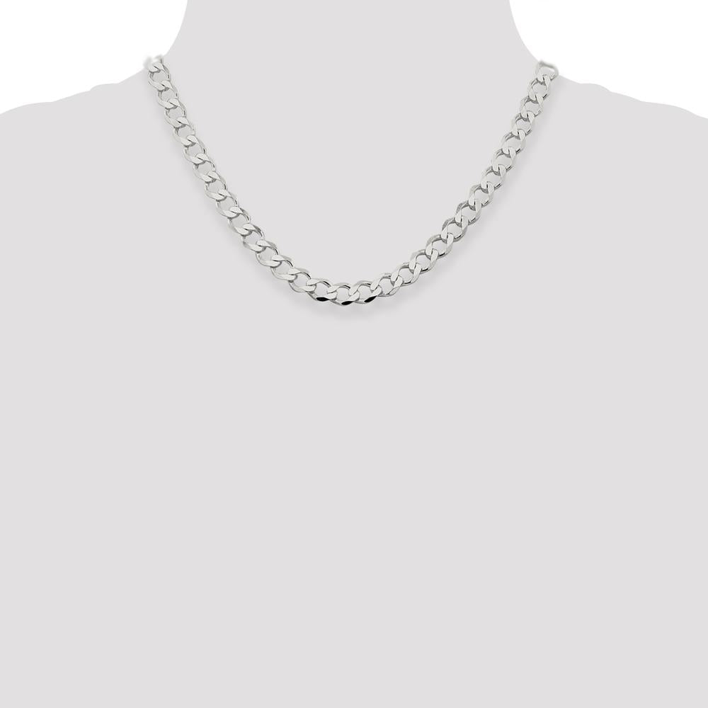 Sterling Silver 8.1mm Semi-Solid Flat Curb Chain Necklace - 18 Inches by Lumare Gioia
