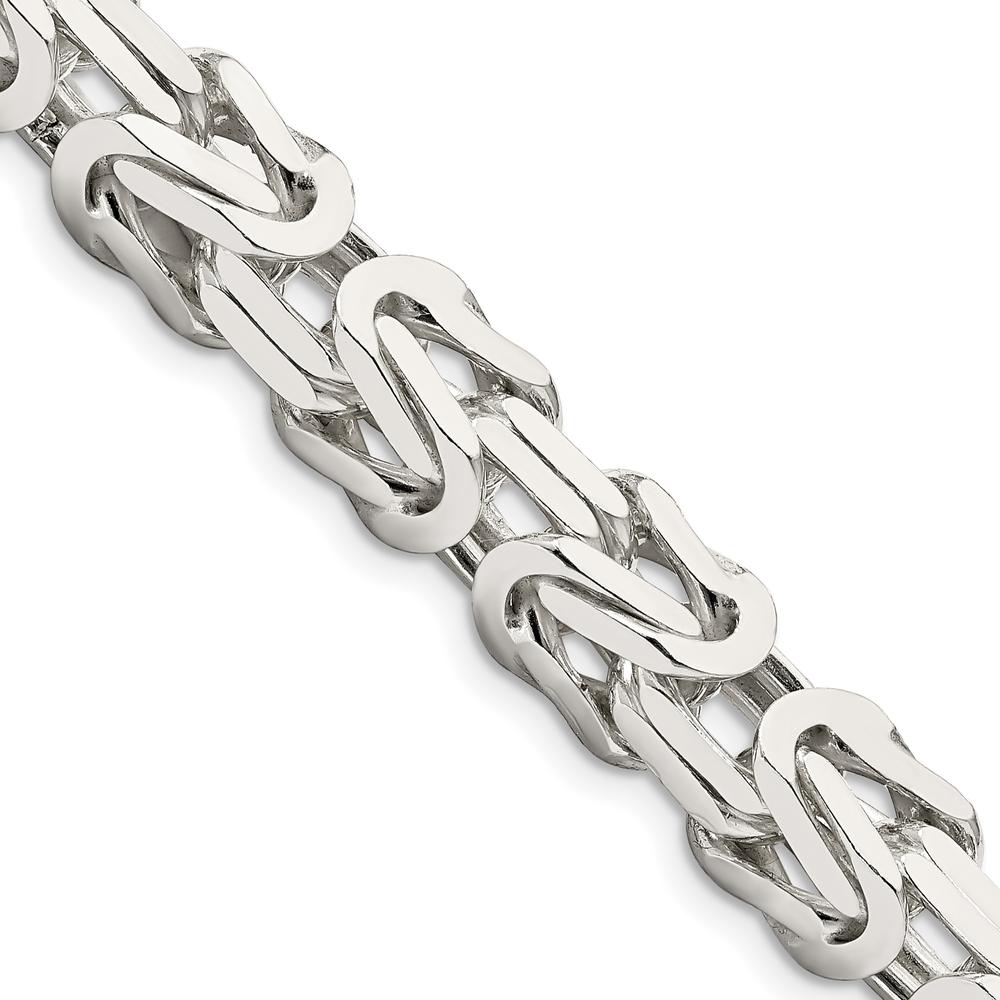 Sterling Silver 8.25mm Byzantine Chain Necklace - 20" Solid Polished Link Style by Lumare Gioia