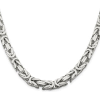 Sterling Silver 8.25mm Byzantine Chain Necklace - 20" Solid Polished Link Style by Lumare Gioia