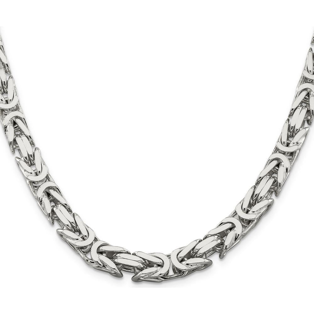 Sterling Silver 8.25mm Byzantine Chain Necklace - 20" Solid Polished Link Style by Lumare Gioia