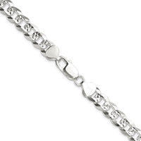 Sterling Silver 8.25mm Diamond-Cut Pave Curb Chain - 18 inches by Lumare Gioia