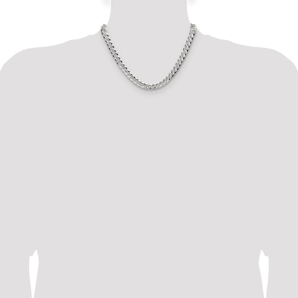Sterling Silver 8.25mm Diamond-Cut Pave Curb Chain - 18 inches by Lumare Gioia