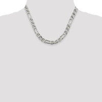 Sterling Silver 8.25mm Figaro Anchor Chain Necklace - 18 Inches by Lumare Gioia