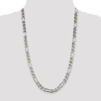 Sterling Silver 8.25mm Figaro Anchor Chain Necklace - 26" Length with Polished Finish by Lumare Gioia