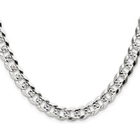 Sterling Silver 8.25mm Flat Diamond-Cut Pave Curb Chain - 20 inches by Lumare Gioia