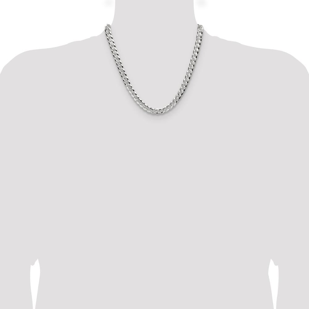 Sterling Silver 8.25mm Flat Diamond-Cut Pave Curb Chain - 20 inches by Lumare Gioia
